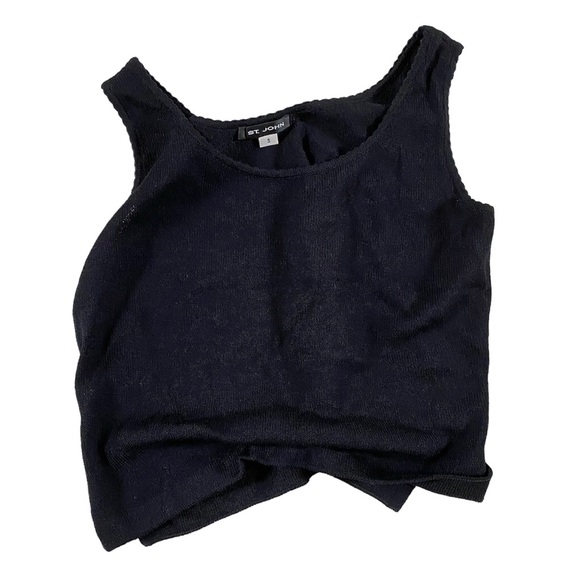 ST. JOHNS SCALLOPED EDGE KNIT TANK TOP BLACK, WOMEN SIZE S - Picture 2 of 11
